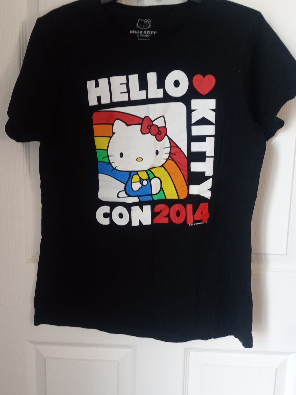 Mighty Fine Black Hello Kitty Rainbow Con 2014 Graphic Tee